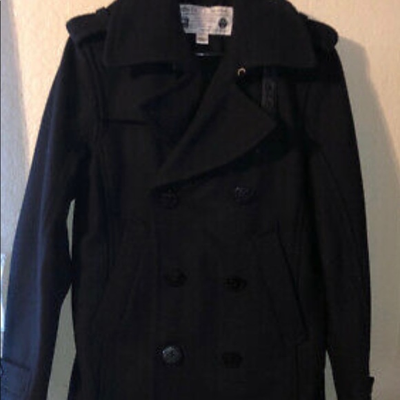 Diesel Other - MENS DIESEL CO BLACK WOOL DOUBLE BREASTED PEACOAT JACKET SZ Medium